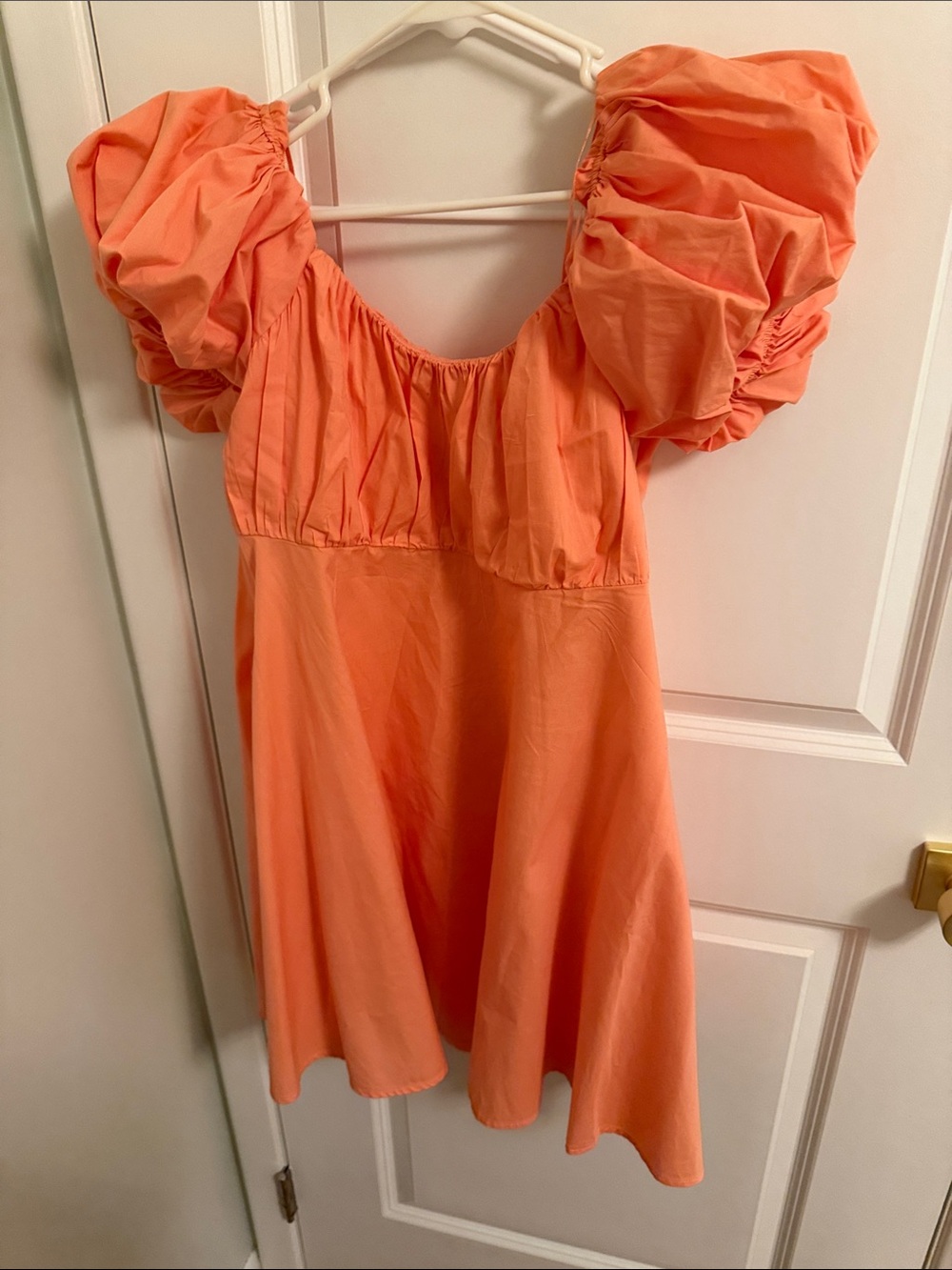 Abercrombie and Fitch Emerson Poplin Puff Sleeve Orange Dress